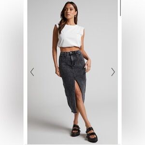 Showpo Women's Black Denim Skirt